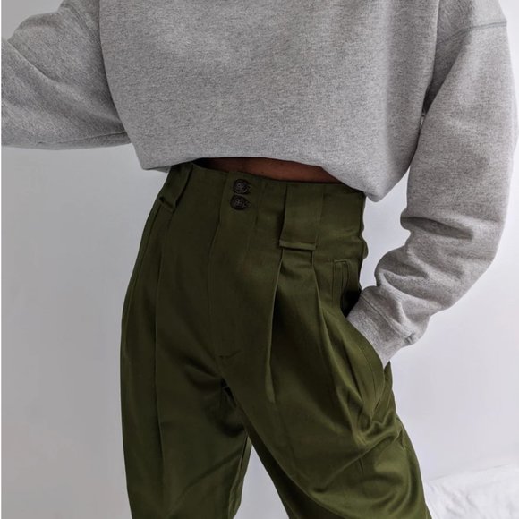 XS Na Nin Townes Cotton Twill Trouser in Vine - Picture 2 of 4